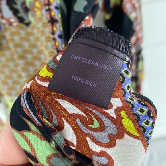 Hale Bob Floral Geo Patchwork 100% Silk Henley Dolman Tunic To, Medium - Picture 3 of 8